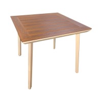Τραπέζι Synergy pakoworld αλουμίνιο cappuccino-plywood σε φυσική απόχρωση 80x80x74εκ