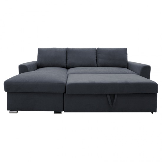 Γωνιακός καναπές-κρεβάτι δεξιά γωνία Belle pakoworld ανθρακί 236x164x88εκ