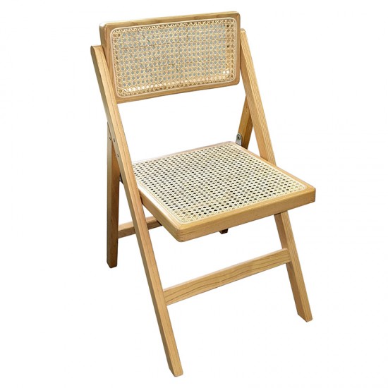 Καρέκλα Yoko pakoworld πτυσσόμενη μπεζ pvc rattan-φυσικό πόδι