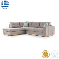 Γωνιακός καναπές δεξιά γωνία Boston pakoworld ύφασμα elephant-ciel 280x225x90εκ