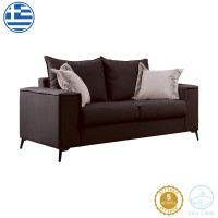 Καναπές Verona pakoworld 2θέσιος ανθρακί ύφασμα με μαξιλάρια σε μπεζ απόχρωση 173x93x100εκ