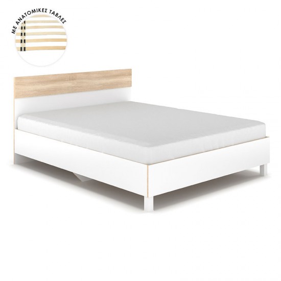 Κρεβάτι διπλό Awell pakoworld sonoma-λευκό 160x200εκ
