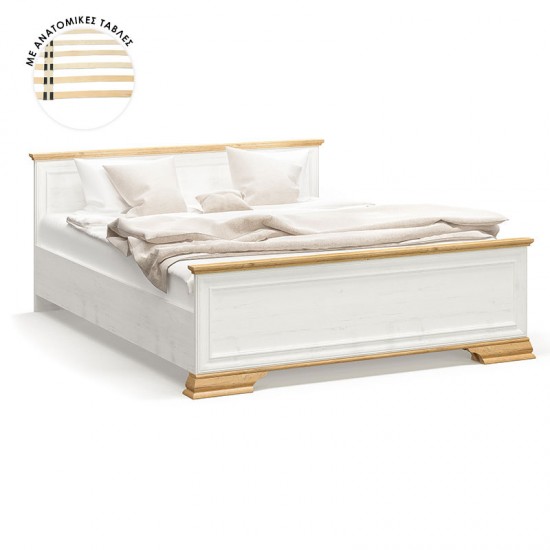 Κρεβάτι διπλό Jaden pakoworld golden oak-λευκό antique 160x200εκ