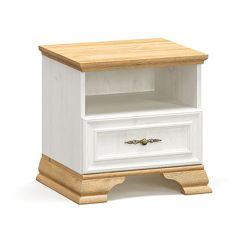 Σετ-2Τεμ.Κομοδίνο Jaden pakoworld golden oak-λευκό antique 49x41x47εκ