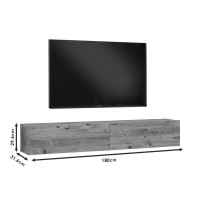 Έπιπλο τηλεόρασης επιτοίχιο Dello pakoworld λευκό-oak 180x31.6x29.6εκ
