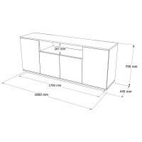 Μπουφές Placefol pakoworld μελαμίνης λευκό-φυσικό 180x44.5x75εκ