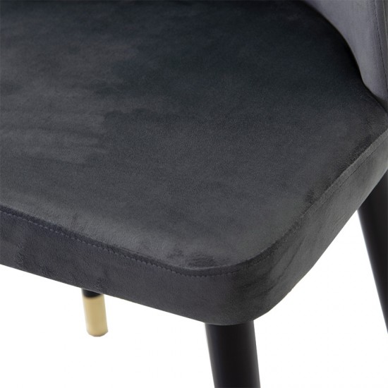 Καρέκλα Sonnet pakoworld βελούδο ανθρακί-μαύρο χρυσό πόδι