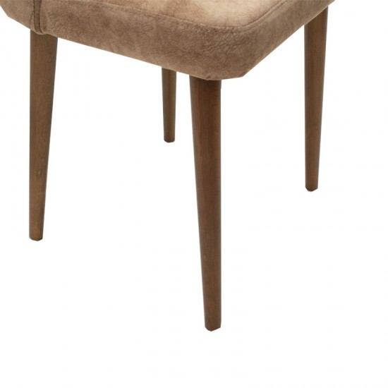 Καρέκλα Sofia pakoworld βελούδο καφέ-antique-καρυδί πόδι
