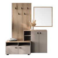 Έπιπλο εισόδου Ebro pakoworld σε oak-cappuccino απόχρωση 150.3x41.2x204.7εκ