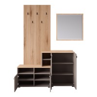 Έπιπλο εισόδου Ebro pakoworld σε oak-cappuccino απόχρωση 150.3x41.2x204.7εκ