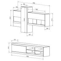 Σύνθετο σαλονιού Torania pakoworld sonoma-λευκό 185x37x145εκ