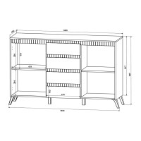 Μπουφές Belka pakoworld κρεμ με oak 155x45x93,7εκ