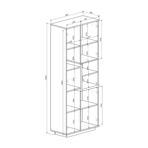 Σύνθετο σαλονιού Norda pakoworld κρεμ με oak 187x40x58,4εκ