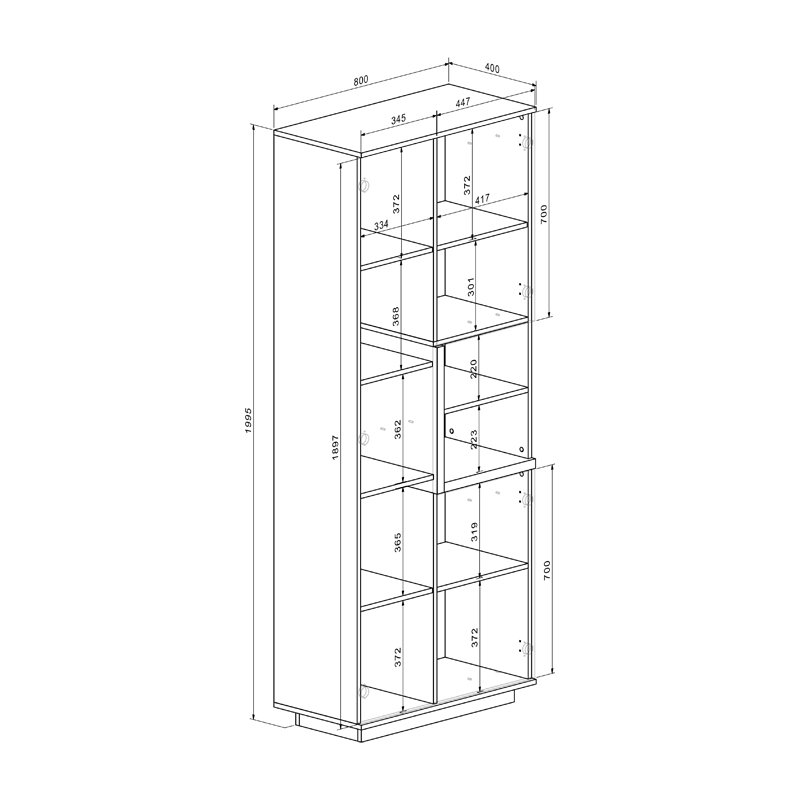 Σύνθετο σαλονιού Norda pakoworld κρεμ με oak 187x40x58,4εκ