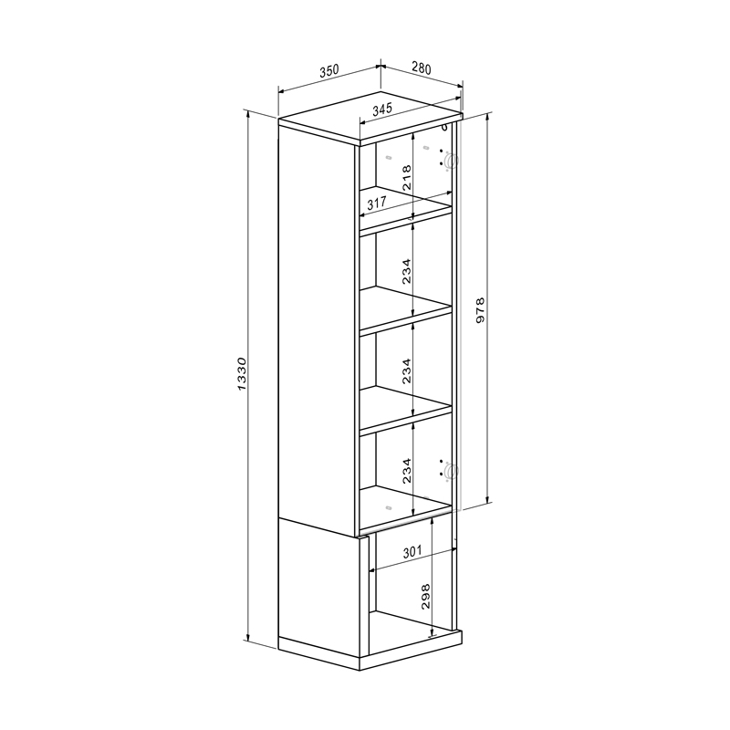 Σύνθετο σαλονιού Norda pakoworld κρεμ με oak 187x40x58,4εκ