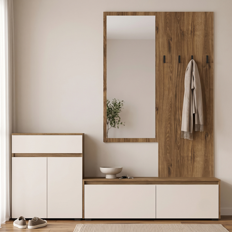 Έπιπλο εισόδου Ansia pakoworld καρυδί oak 210x44,7x175εκ
