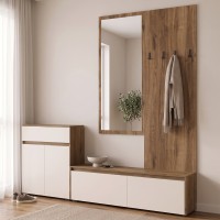 Έπιπλο εισόδου Ansia pakoworld καρυδί oak 210x44,7x175εκ
