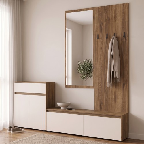 Έπιπλο εισόδου Ansia pakoworld καρυδί oak 210x44,7x175εκ
