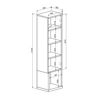 Σύνθετο σαλονιού Norda pakoworld κρεμ με oak 187x40x58.4εκ