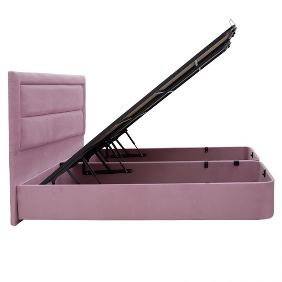 Κρεβάτι διπλό Luzia pakoworld ύφασμα ροζ 160x200εκ