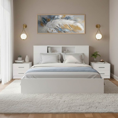 Σετ Κρεβατοκάμαρας Olympus White με Κρεβάτι 140x200εκ Σετ 3τεμ