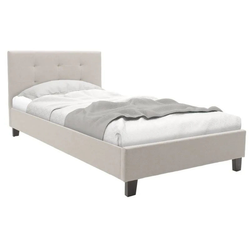 Κρεβάτι με στρώμα Mago-Dreamer pakoworld ύφασμα εκρού 100x200εκ