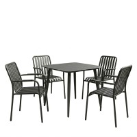 Τραπεζαρία Heven Vista pakoworld σετ 5τεμ μαύρο αλουμίνιο 80x80x72εκ