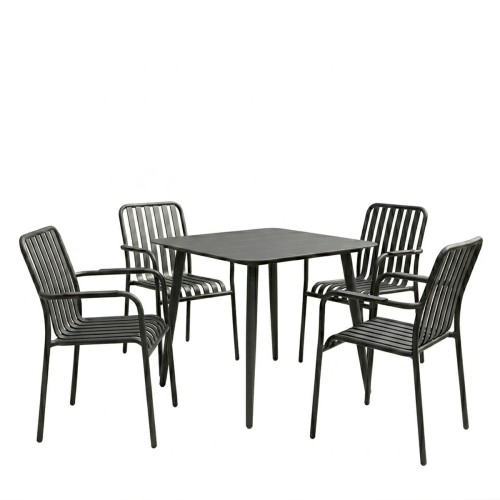 Τραπεζαρία Heven Vista pakoworld σετ 5τεμ μαύρο αλουμίνιο 80x80x72εκ