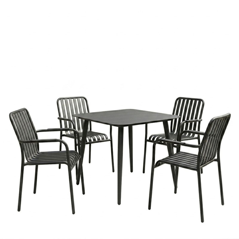 Τραπεζαρία Heven Vista pakoworld σετ 5τεμ μαύρο αλουμίνιο 80x80x72εκ