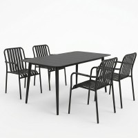 Τραπεζαρία Heven Vista pakoworld σετ 5τεμ μαύρο αλουμίνιο 120x70x72εκ