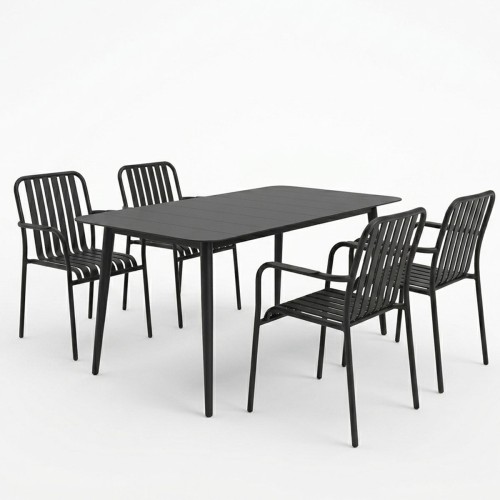 Τραπεζαρία Heven Vista pakoworld σετ 5τεμ μαύρο αλουμίνιο 120x70x72εκ