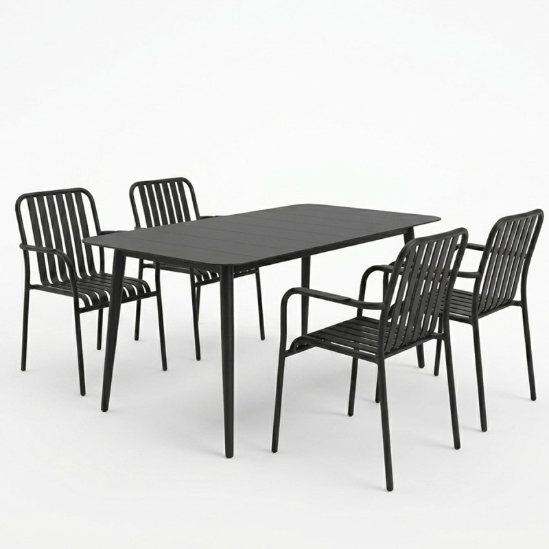 Τραπεζαρία Heven Vista pakoworld σετ 5τεμ μαύρο αλουμίνιο 120x70x72εκ