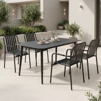 Τραπεζαρία Heven Vista pakoworld σετ 5τεμ μαύρο αλουμίνιο 120x70x72εκ