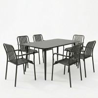 Τραπεζαρία Heven Vista pakoworld σετ 7τεμ μαύρο αλουμίνιο 120x70x72εκ