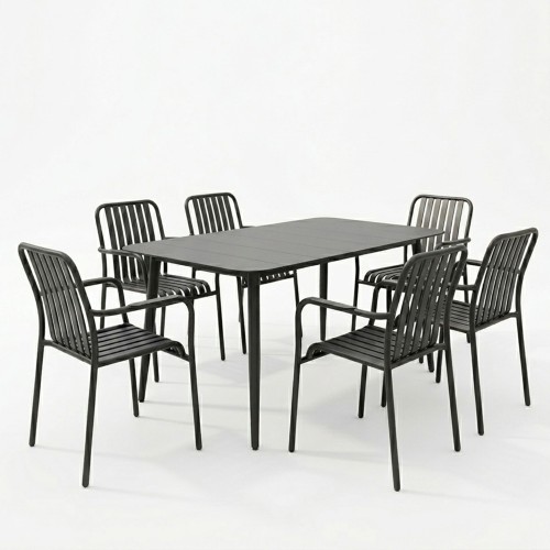 Τραπεζαρία Heven Vista pakoworld σετ 7τεμ μαύρο αλουμίνιο 120x70x72εκ