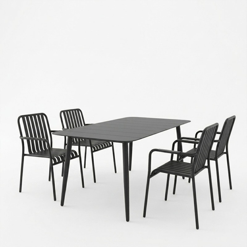 Τραπεζαρία Heven Vista pakoworld σετ 5τεμ μαύρο αλουμίνιο 150x80x72εκ