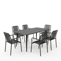 Τραπεζαρία Heven Vista pakoworld σετ 7τεμ μαύρο αλουμίνιο 150x80x72εκ