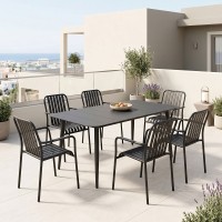 Τραπεζαρία Heven Vista pakoworld σετ 7τεμ μαύρο αλουμίνιο 150x80x72εκ