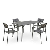 Τραπεζαρία Moraja Deraby pakoworld σετ 5τεμ μαύρο μέταλλο 140x80x72εκ