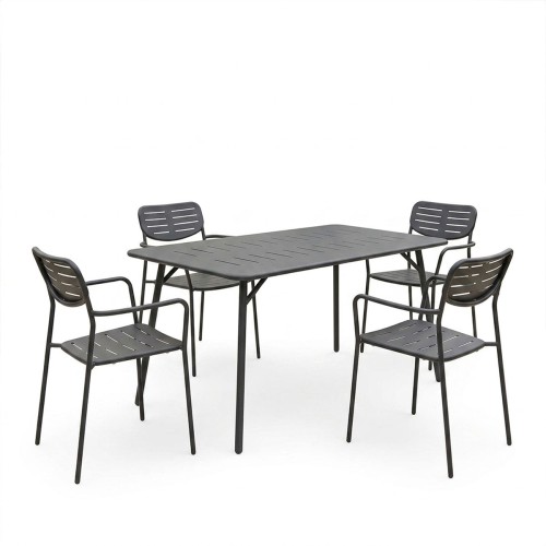 Τραπεζαρία Moraja Deraby pakoworld σετ 5τεμ μαύρο μέταλλο 140x80x72εκ