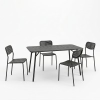 Τραπεζαρία Moraja Deraby Ι pakoworld σετ 5τεμ μαύρο μέταλλο 140x80x72εκ