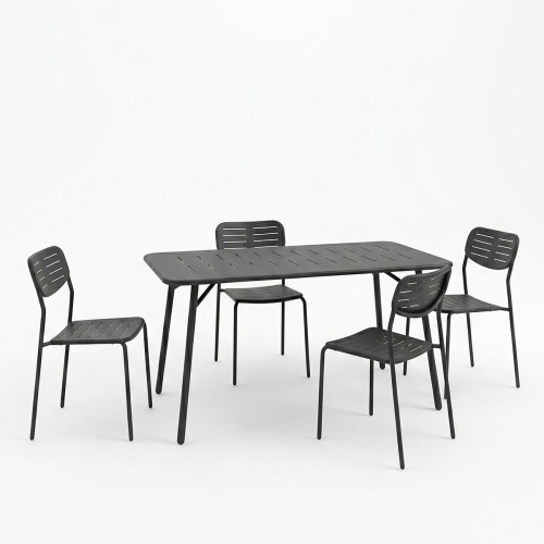 Τραπεζαρία Moraja Deraby Ι pakoworld σετ 5τεμ μαύρο μέταλλο 140x80x72εκ