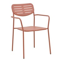 Τραπεζαρία Moraja Deraby pakoworld σετ 3τεμ terracotta μέταλλο 70x70x73εκ