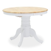 Τραπεζαρία Dallan Lars pakoworld 5τεμ λευκό rubberwood Φ100(+38)x100x75εκ