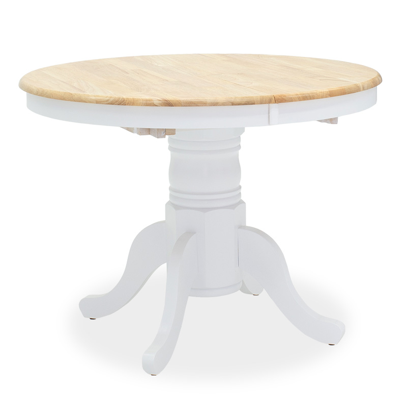 Τραπεζαρία Dallan Lars pakoworld 5τεμ λευκό rubberwood Φ100(+38)x100x75εκ