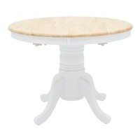 Τραπεζαρία Dallan Lars pakoworld 5τεμ λευκό rubberwood Φ100(+38)x100x75εκ
