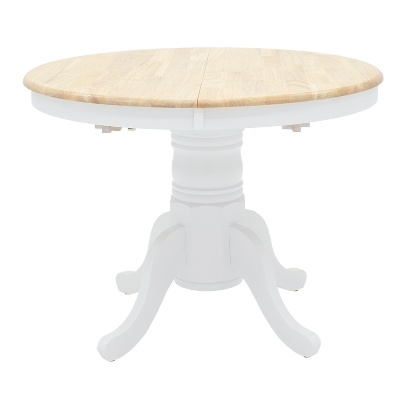 Τραπεζαρία Dallan Lars pakoworld 5τεμ λευκό rubberwood Φ100(+38)x100x75εκ