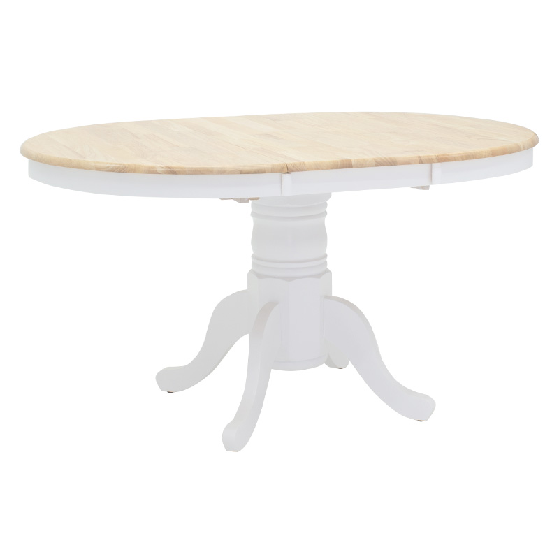 Τραπεζαρία Dallan Lars pakoworld 5τεμ λευκό rubberwood Φ100(+38)x100x75εκ