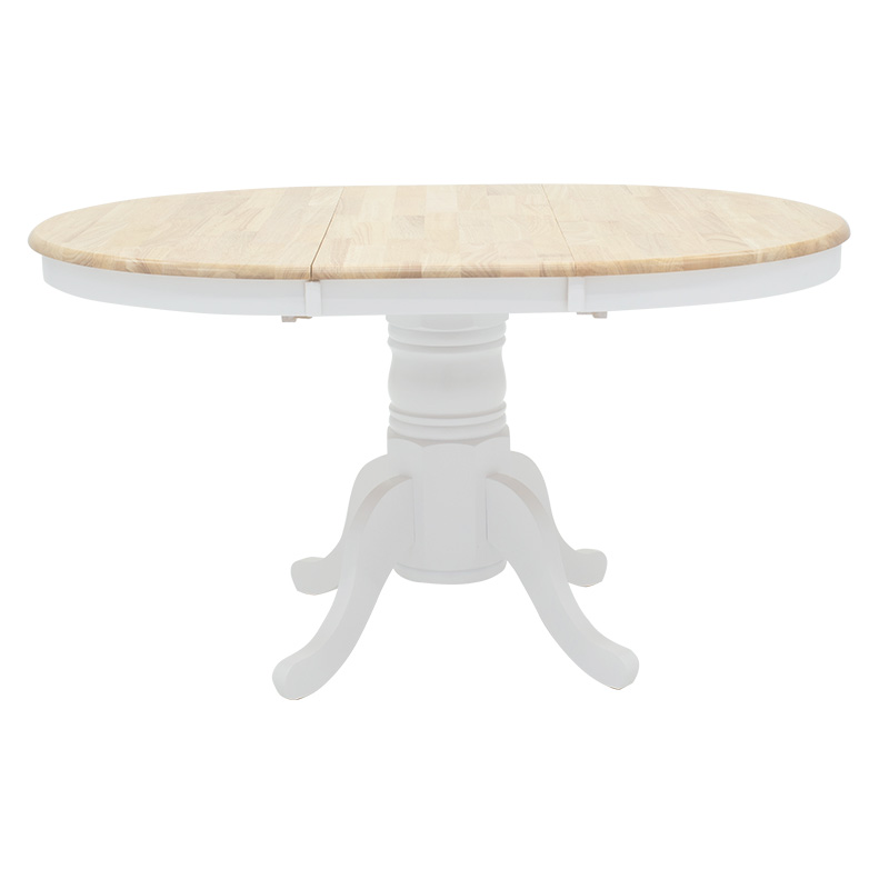Τραπεζαρία Dallan Lars pakoworld 5τεμ λευκό rubberwood Φ100(+38)x100x75εκ