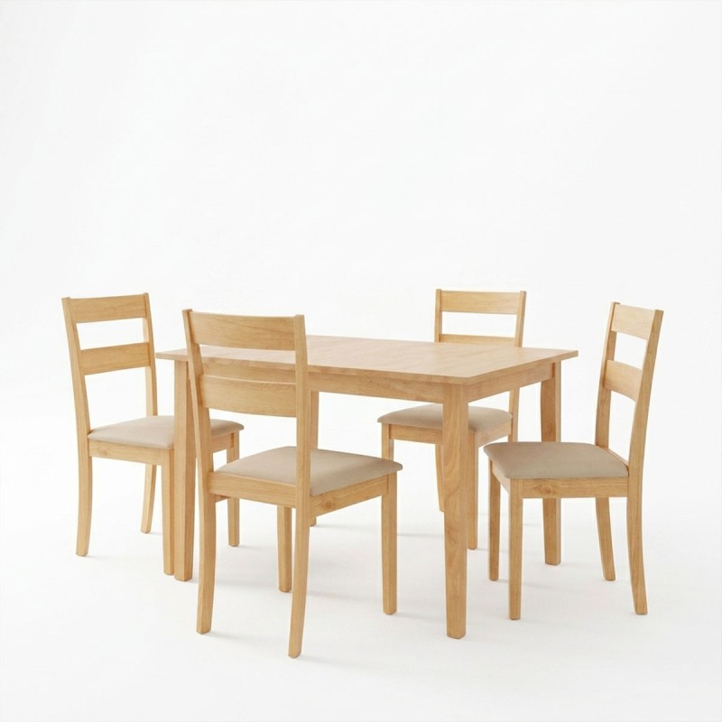 Τραπεζαρία Dallan Country pakoworld 5τεμ σε φυσική απόχρωση rubberwood 120-150x80x74εκ